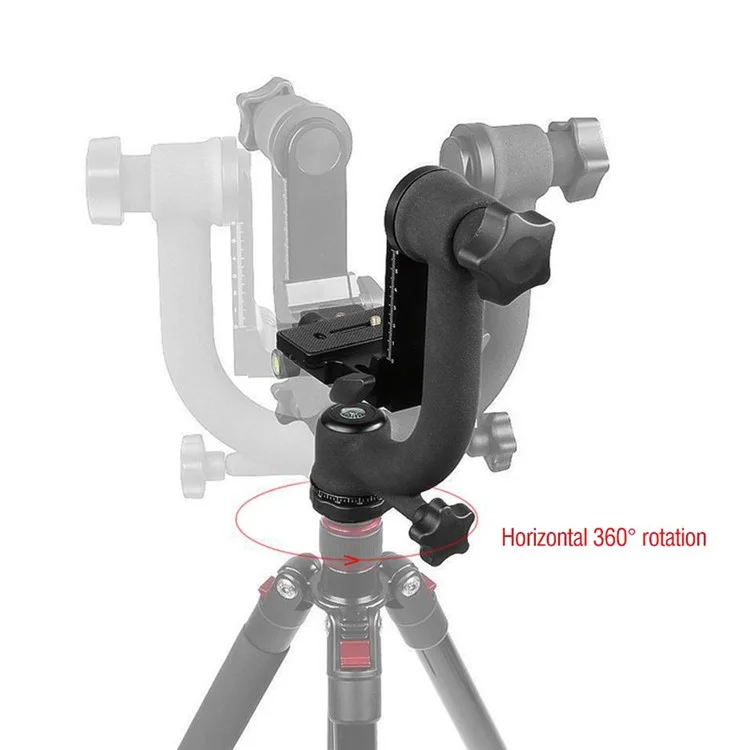 Panoramischer 360-Grad-Vertikaler Gimbal-Stativkopf mit 1/4-Zoll-Schraube, Teleobjektiv-Schnellwechselplatte für DSLR-Kameras