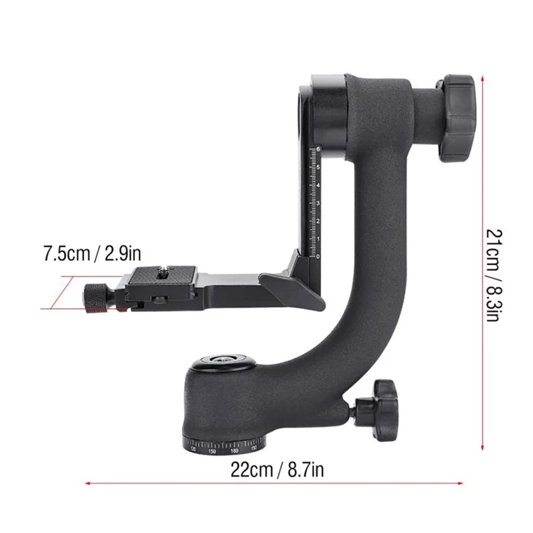 Panoramic 360 Degree Vertical Gimbal Tripod Head 1/4 inch Screw Telephoto Lens Quick Release Plate for DSLR Camera