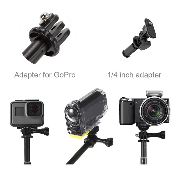 Perche à selfie en alliage d'aluminium de 29 pouces de long pour GoPro Hero9 8 7 6 5 Sjcam Sj8 Yi 4K Eken H9