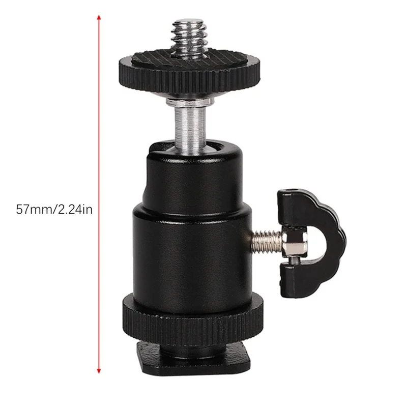 1/4" Screw Mini Hot Shoe Ball Head Flash Bracket Holder Mount for Camera Tripod