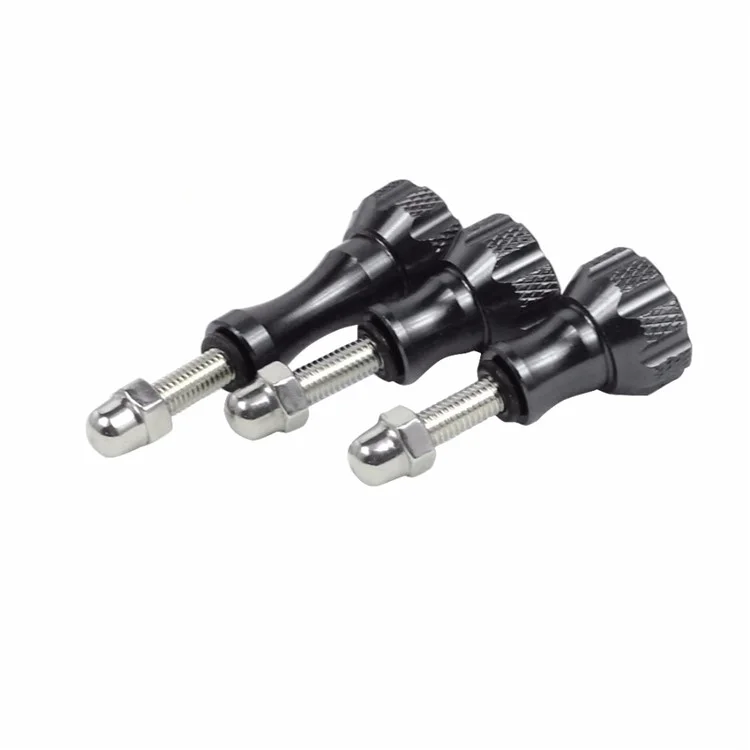 3pcs Aluminum Alloy Long Short Thumb Knob Screws Nut for GoPro Hero Black 8 7 6 5 4 SJcam EKEN YI 4K - Black