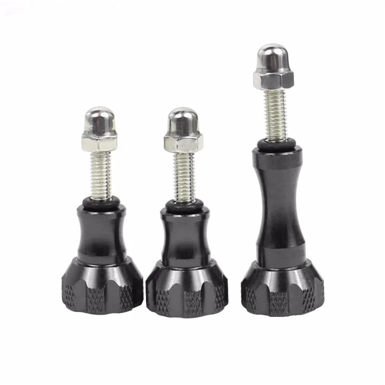 3pcs Aluminum Alloy Long Short Thumb Knob Screws Nut for GoPro Hero Black 8 7 6 5 4 SJcam EKEN YI 4K - Black