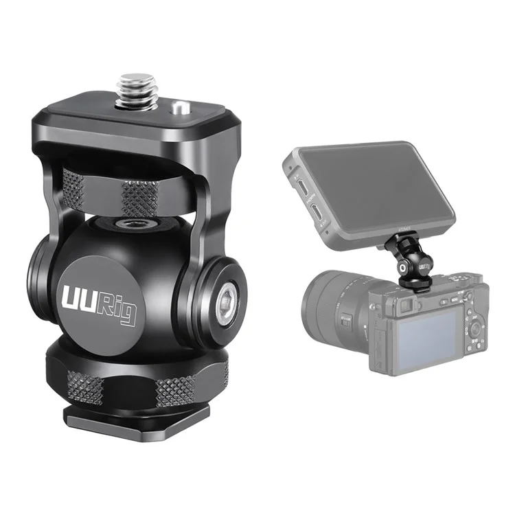 UURig R015 Vlogger Monitor Mount Adapter Cold Shoe Ballhead Monitor Bracket Mic Holder