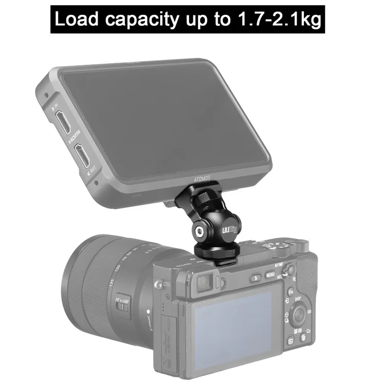 UURig R015 Vlogger Monitor Mount Adapter Cold Shoe Ballhead Monitor Bracket Mic Holder