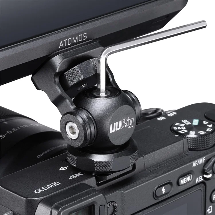 UURig R015 Vlogger Monitor Mount Adapter Cold Shoe Ballhead Monitor Bracket Mic Holder