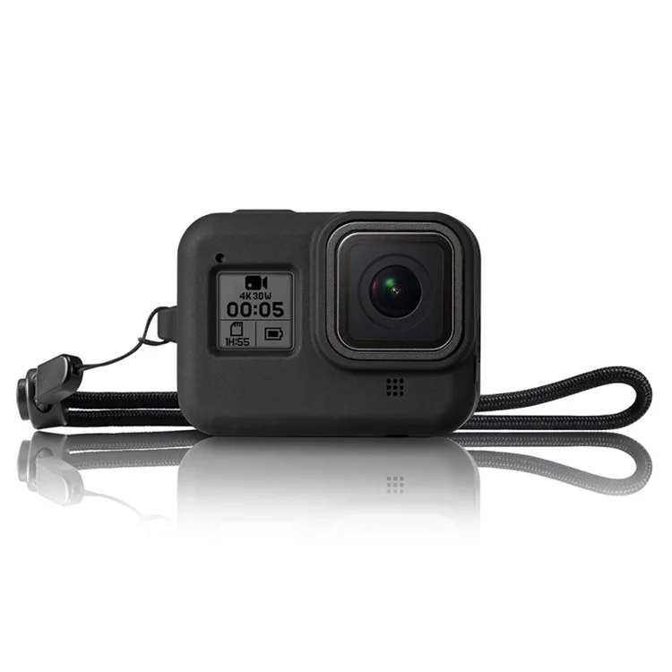 Silicone Protective Case for GoPro Hero 8 with Lanyard Action Camera Accessories - Black