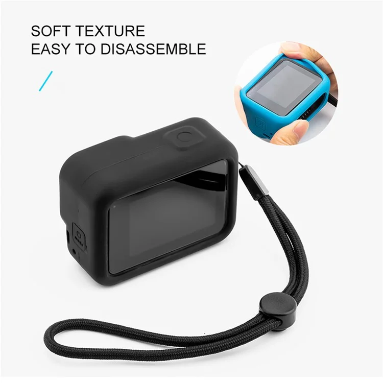 Silicone Protective Case for GoPro Hero 8 with Lanyard Action Camera Accessories - Black