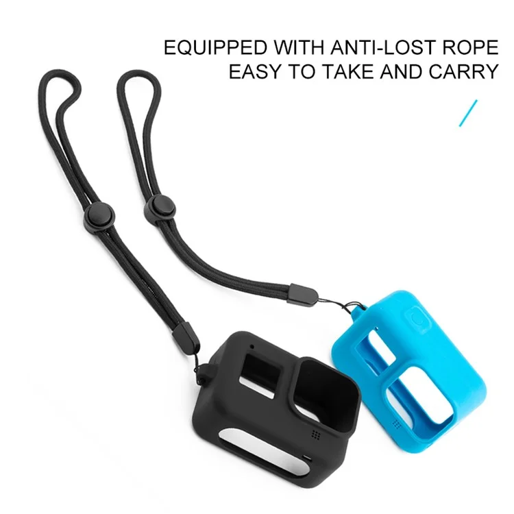 Silicone Protective Case for GoPro Hero 8 with Lanyard Action Camera Accessories - Black