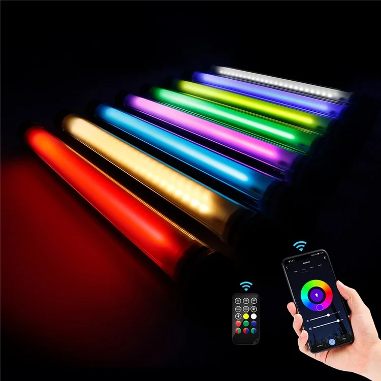 LUXCEO P7RGB Pro Portable RGB Light Wand IP68 Waterproof Full-Color Handheld Video Light Stick Adjustable LED Light Tube for Photography - Black/White