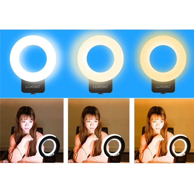 Luxceo P01 Desktop Round Fill Light SLR -kamera Ringlicht Tragbares LED -beleuchtungskit Für Fotografie