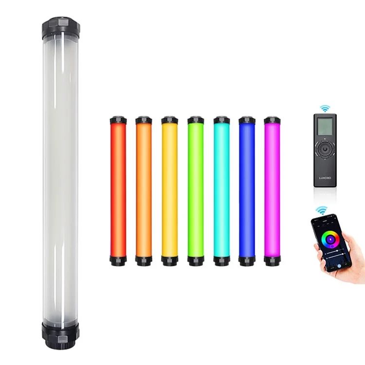 LUXCEO P8 RGB Video Stick Light IP68 Waterproof Full Color Fill Light 36000 Color Adjustable Photography Light Bar Support Cell Phone APP/2.4G Remote Control - Black/White