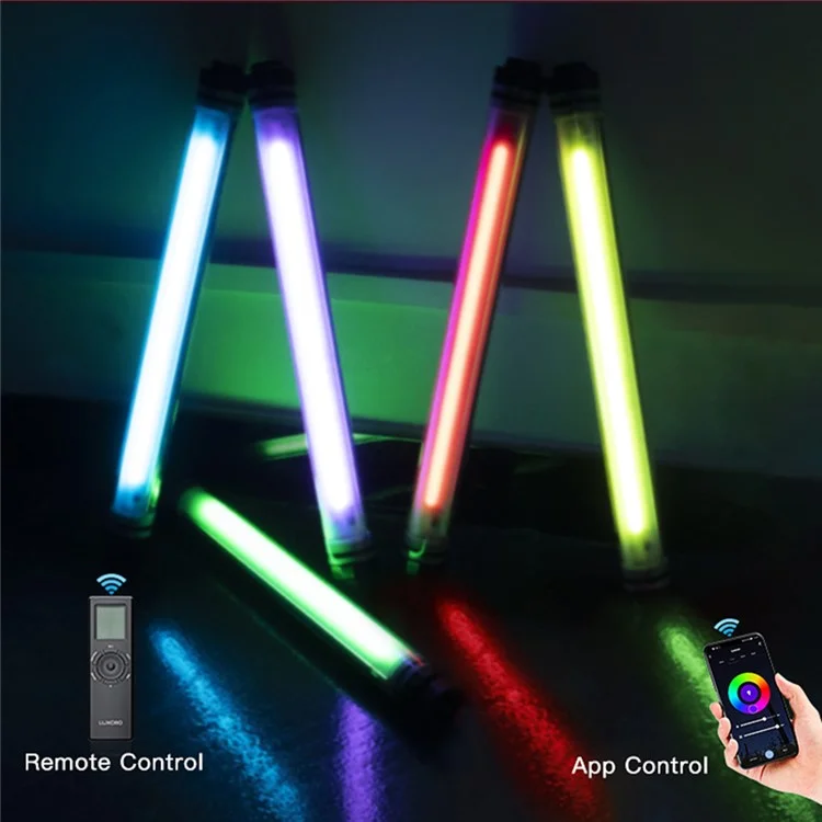 LUXCEO P8 RGB Video Stick Light IP68 Waterproof Full Color Fill Light 36000 Color Adjustable Photography Light Bar Support Cell Phone APP/2.4G Remote Control - Black/White