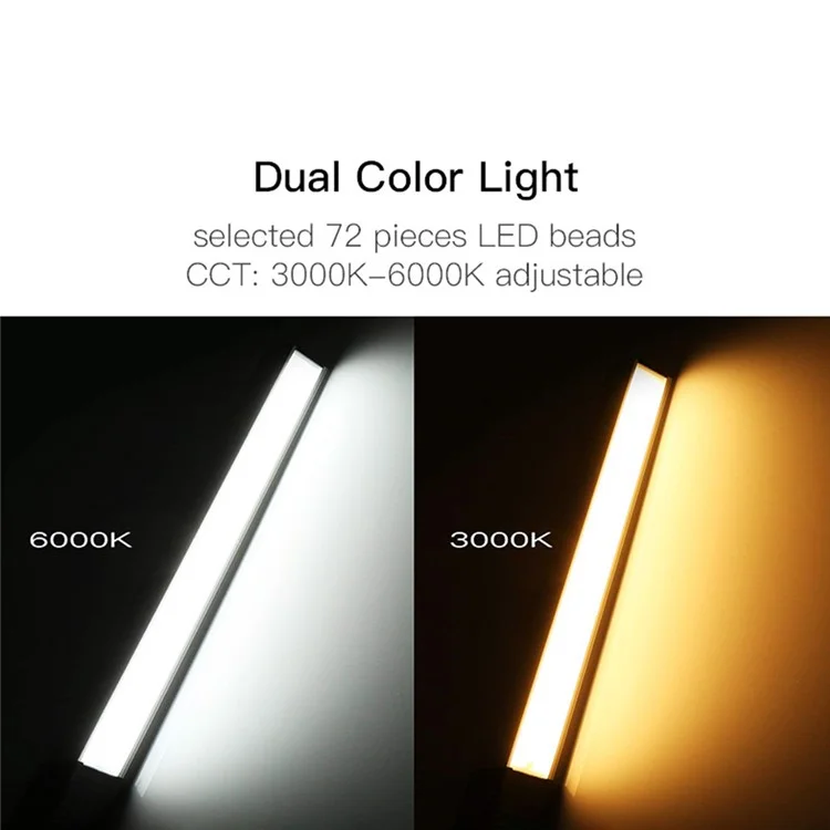 LUXCEO Q508D Portable LED Fill Light Handheld Stick Video Light Dual Color Temperature Adjustable Photography Light - Orange/White