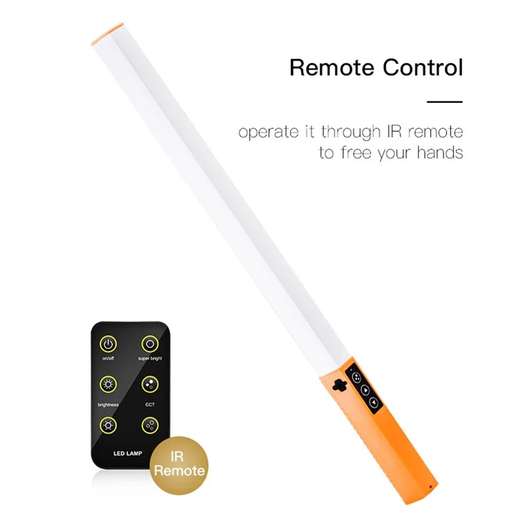 LUXCEO Q508D Portable LED Fill Light Handheld Stick Video Light Dual Color Temperature Adjustable Photography Light - Orange/White