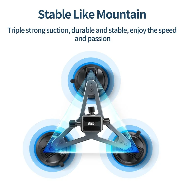 TELESIN TE-TSB-001 Three Suction Cups Action Camera Tripod Mount Bracket Holder Photography Stand for Gopro/Insta360
