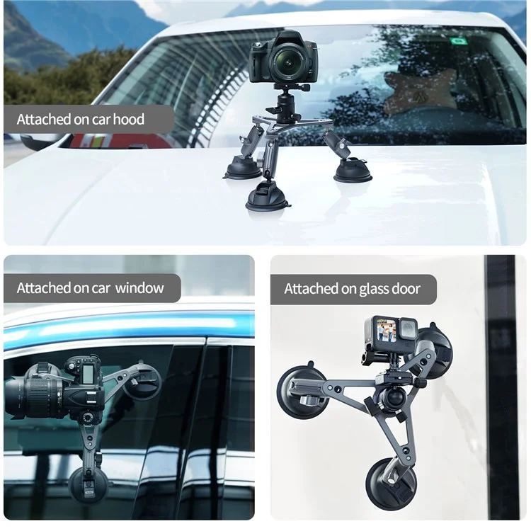 TELESIN TE-TSB-001 Three Suction Cups Action Camera Tripod Mount Bracket Holder Photography Stand for Gopro/Insta360