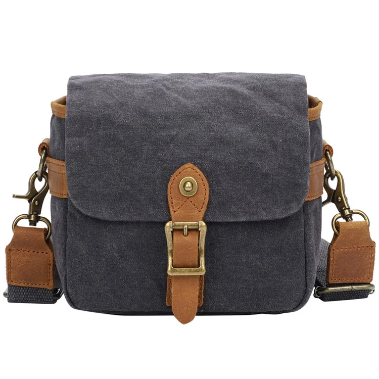 K-67 Canvas Camera Bag Practical Case Padded Camera Shoulder Bag for Sony A6000 A7R - Dark Grey