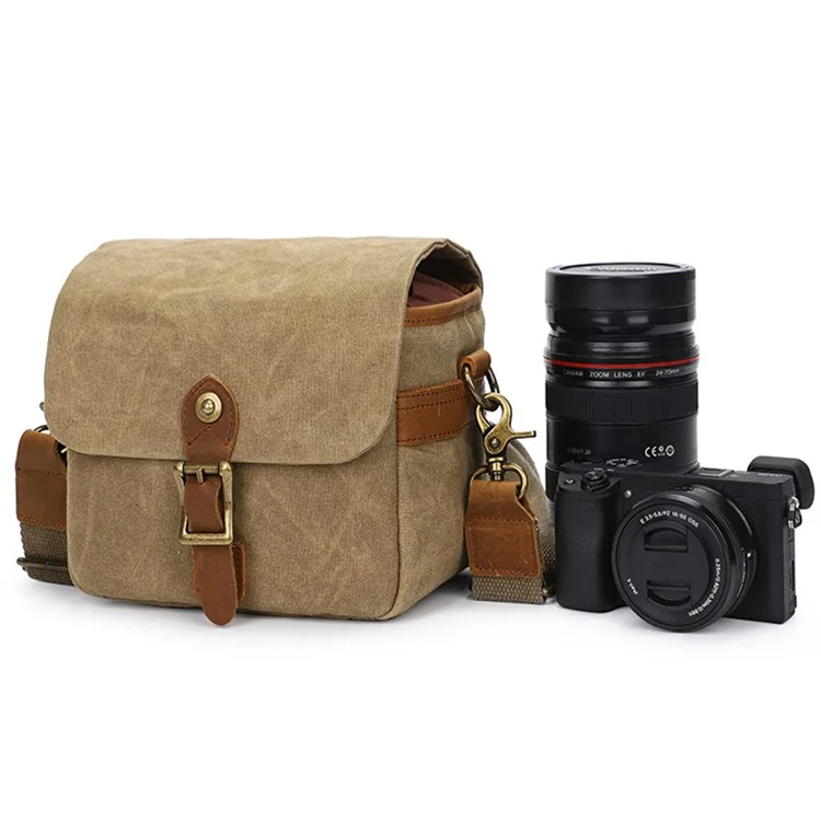 K-67 Canvas Camera Bag Practical Case Padded Camera Shoulder Bag for Sony A6000 A7R - Army Green