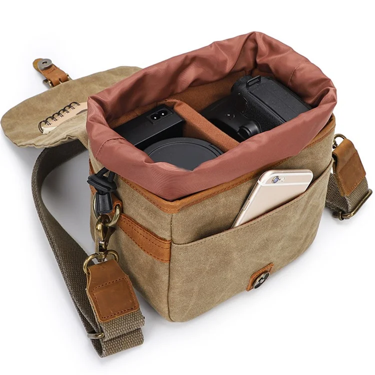 K-67 Canvas Camera Bag Practical Case Padded Camera Shoulder Bag for Sony A6000 A7R - Army Green
