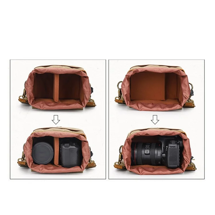 K-67 Canvas Camera Bag Practical Case Padded Camera Shoulder Bag for Sony A6000 A7R - Army Green