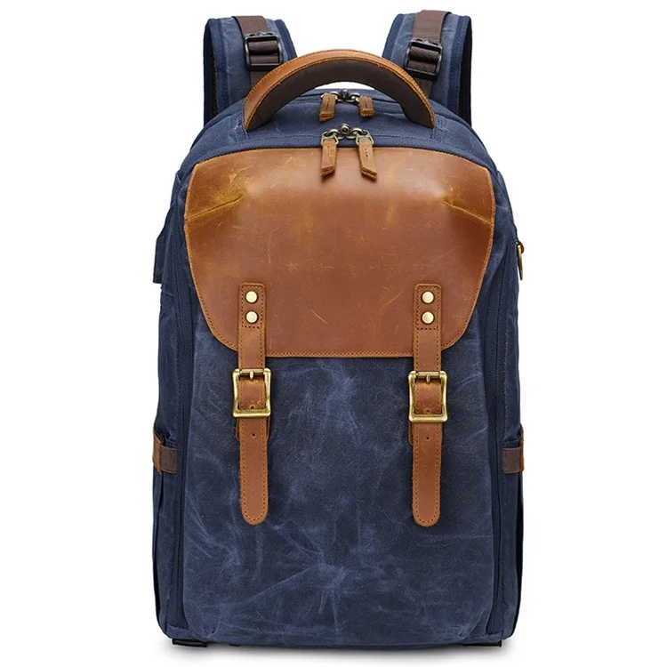 K-805 Retro Shock-absorbing Camera Camerable Sackabless Waterpronation Canvas SLR Цифровой Рюкзак Для Открытой Фотографии - Синий