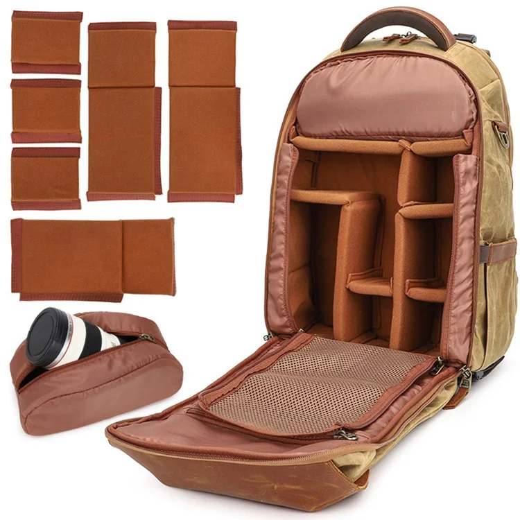K-805 Retro Shock-absorbing Camera Camerable Sackabless Waterpronation Canvas SLR Цифровой Рюкзак Для Открытой Фотографии - Синий