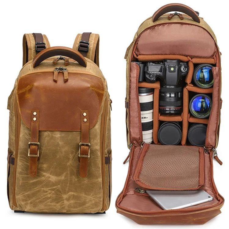 K-805 Retro Shock-absorbing Camera Camerable Sackabless Waterpronation Canvas SLR Цифровой Рюкзак Для Открытой Фотографии - Синий