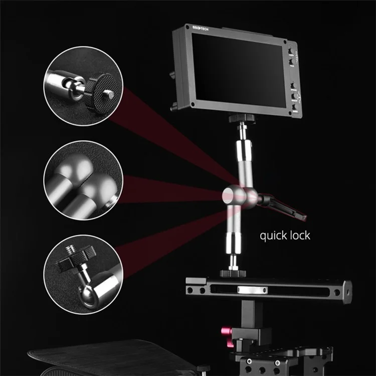YELANGU LWSY-L7 7-inch Metal Extension Arm Mount Camera Rotating Bracket with 1/4 Adapter for DV Monitor LCD Screen
