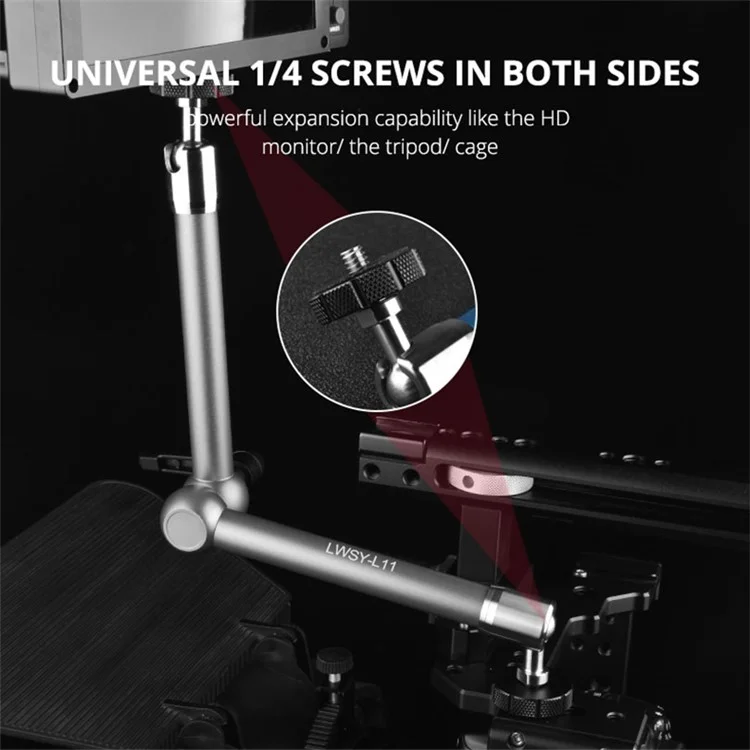 YELANGU LWSY-L7 7-inch Metal Extension Arm Mount Camera Rotating Bracket with 1/4 Adapter for DV Monitor LCD Screen