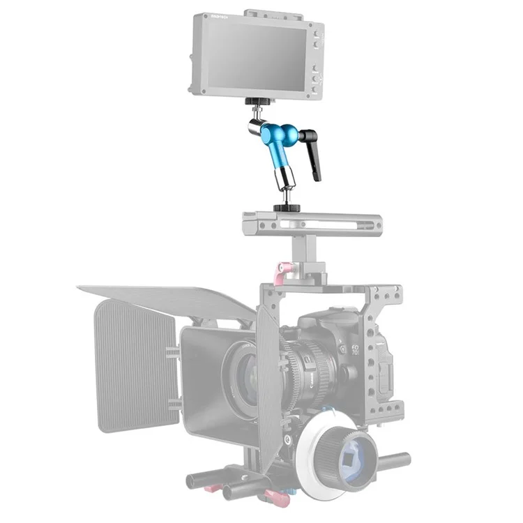 YELANGU A75 7-inch Metal Arm Mount Camera Adjustable Extension Rack DV Monitor LCD Screen Rotating Stand for Live-stream Photography