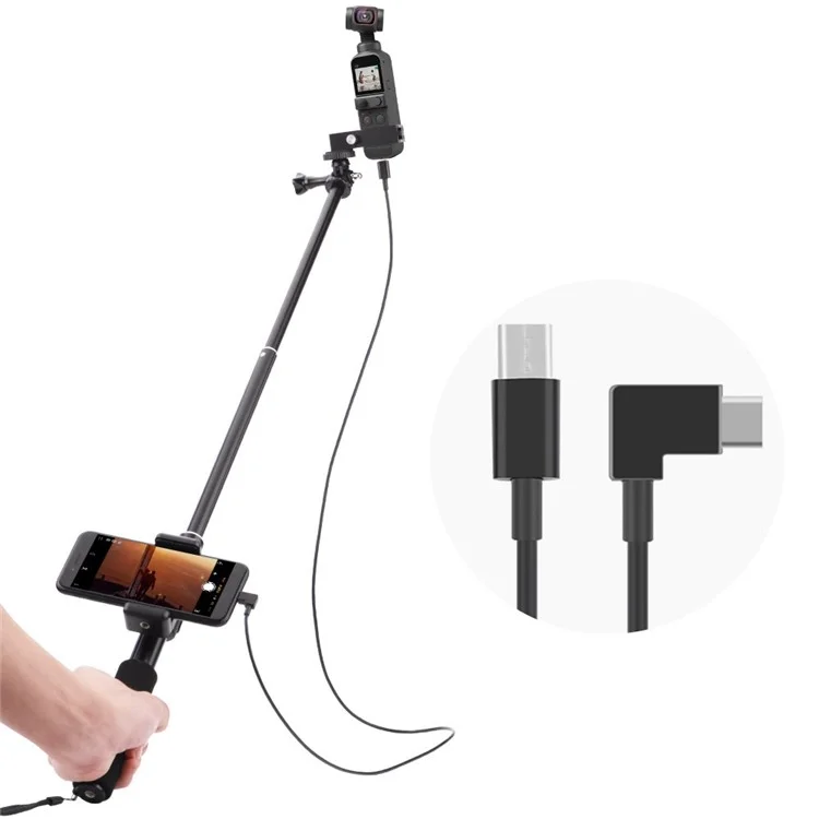 Palo de Selfie para DJI Osmo Pocket 2 Estabilizador de Gimbal Portátil Tipo-C/Clip de Teléfono Android Módulo de Extensión - Tipo-C a Tipo-C