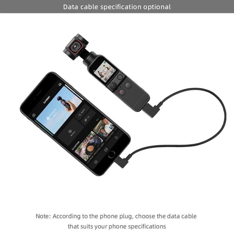 30cm Data Transfer Line Cable for DJI Osmo Pocket 2 Camera Direct Connection to Mobile Phone - Type-C to Micro USB