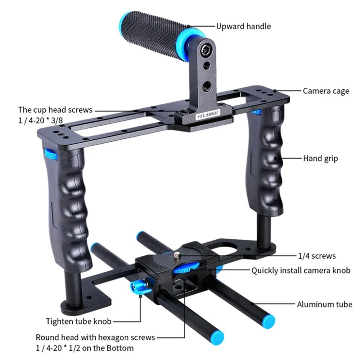 YELANGU C2 SLR Metal Crame Cage Camera Equipment Kit Agcuber Absorber Dubilisation Pour la Fabrication de Micro-films