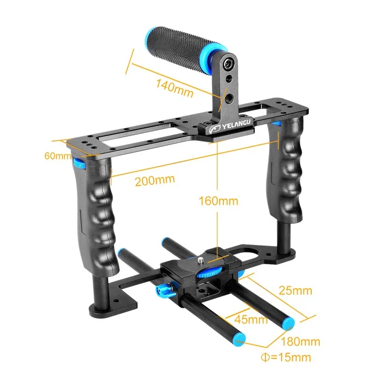 YELANGU C2 SLR Metal Crame Cage Camera Equipment Kit Agcuber Absorber Dubilisation Pour la Fabrication de Micro-films