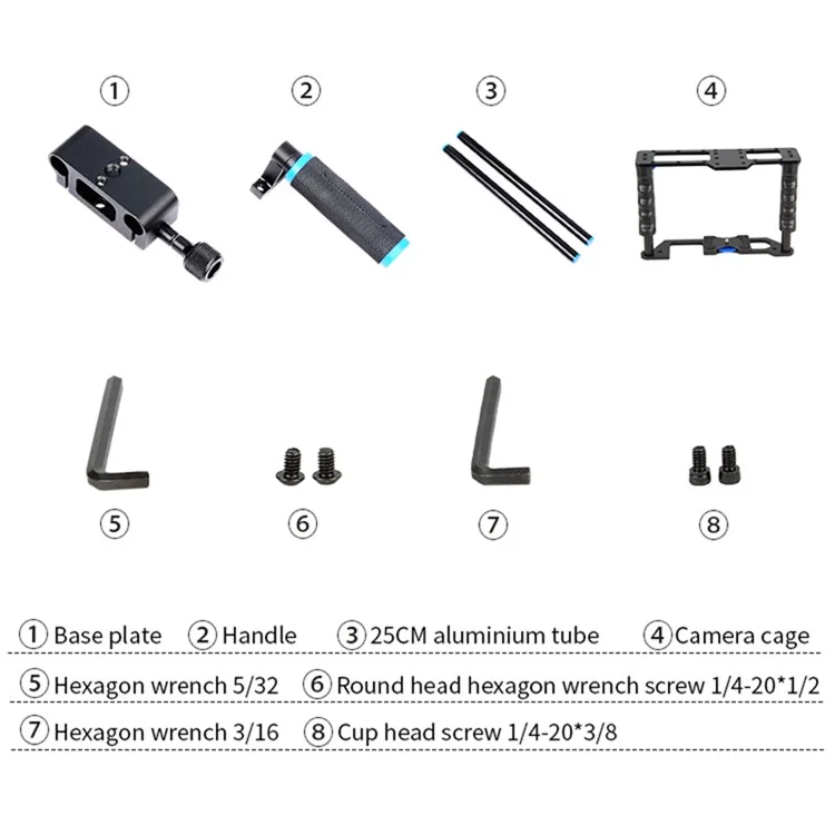 YELANGU C2 SLR Metal Crame Cage Camera Equipment Kit Agcuber Absorber Dubilisation Pour la Fabrication de Micro-films