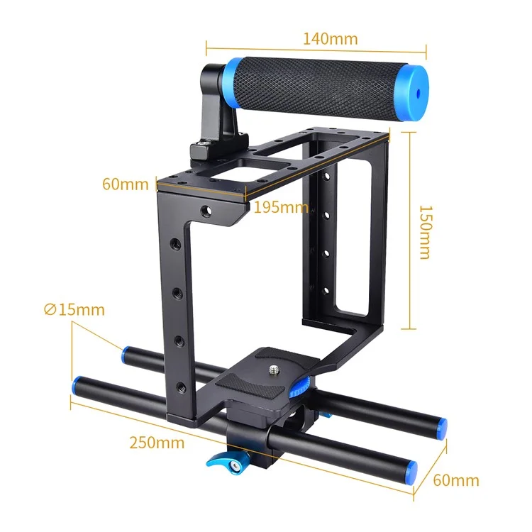 Yelang C1 Câmera de Vídeo Estabilizador DSLR Câmera de Gaiola de Filme Filme Filme Filme Sistema Case Rack Para Canon/Sony/Panasonic e Outras Câmeras