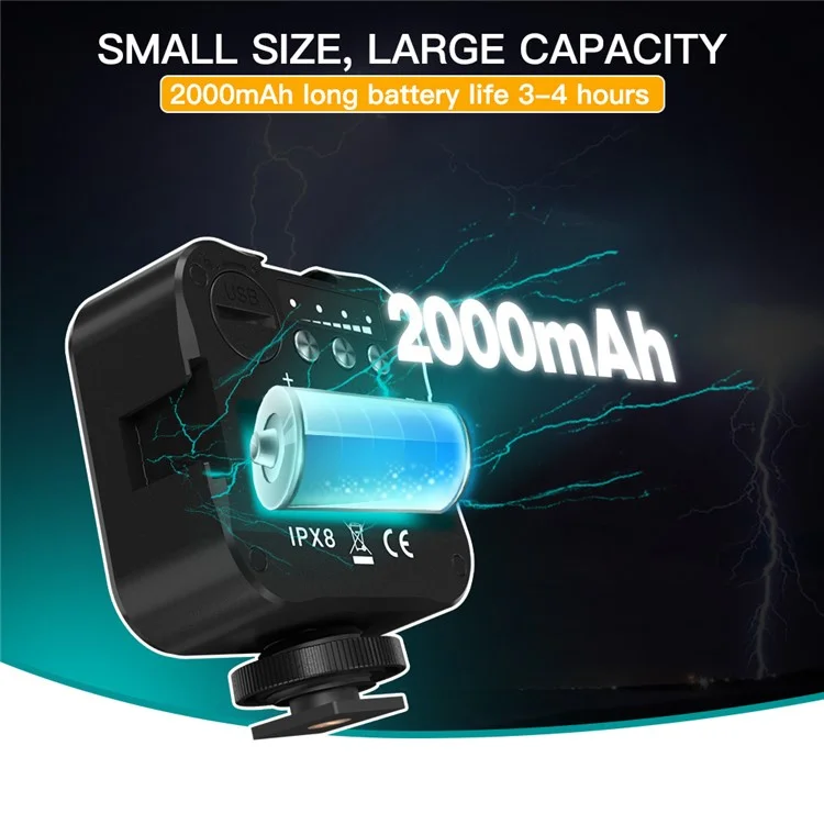 Подводный светодиодный видео мини-светильник ST-49W Waterproof RGB для ночного наполнения света для камеры GoPro