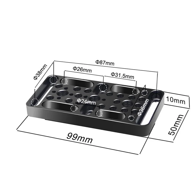 ZS45192-E1 Multifunction Camera Expansion Cheese Plate Mount Board 1/4 3/8 Hole Switching Plate Photography Accessories