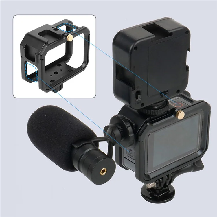 KF41279 Hard Aluminum Alloy Camera Cage Case for GoPro Hero 9/10 Extension Hot Shoe Mouth Case