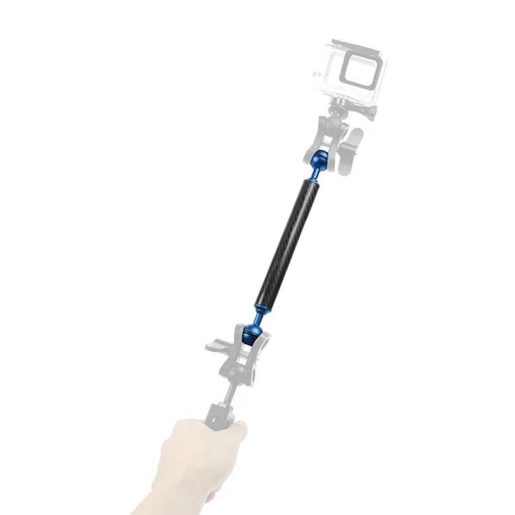 KF33 9-inch 20mm Ultralight Carbon Fiber Dual Ball Head Buoyancy Extension Arm Underwater Photography Accessory for Camera Diving Tray Housing Video Light - Azul