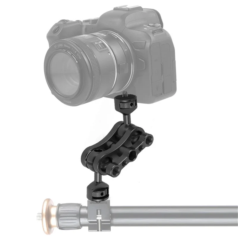 KF30324 360 Degree Rotation Universal Magic Arm 1/4" Screw Thread Double Ballhead Adapter - Black