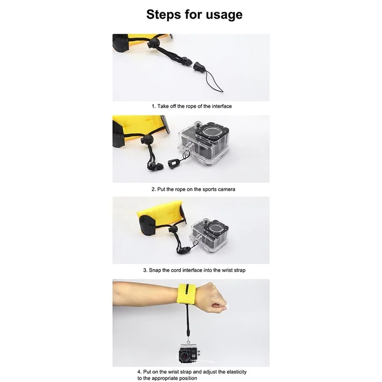 X-50 Floating Wrist Strap Waterproof Camera Float for DJI /GoPro Action Camera - Yellow