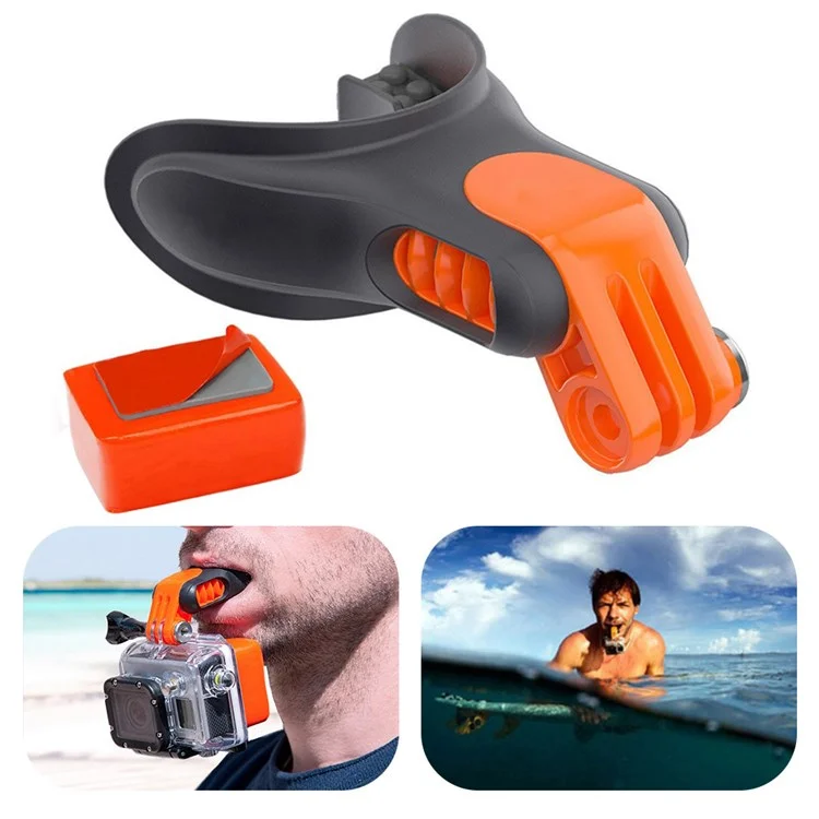 X-311 para GoPro/DJI Osmo Action Sport Camera Surfing Mouth Bite Connector Surf Teeth Brace Holder Mount con Float Block