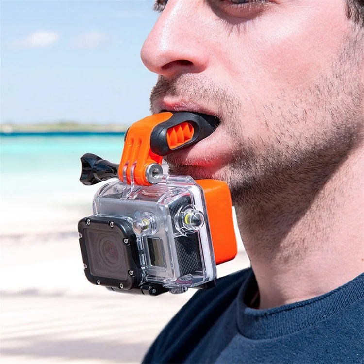 X-311 para GoPro/DJI Osmo Action Sport Camera Surfing Mouth Bite Connector Surf Teeth Brace Holder Mount con Float Block
