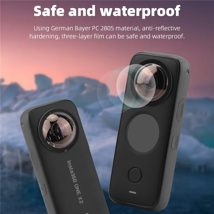 BRDRC 2Pcs PC Adhesive Lens Protector for Insta360 One X2 , Anti-scratch Sticky Camera Lens Guard