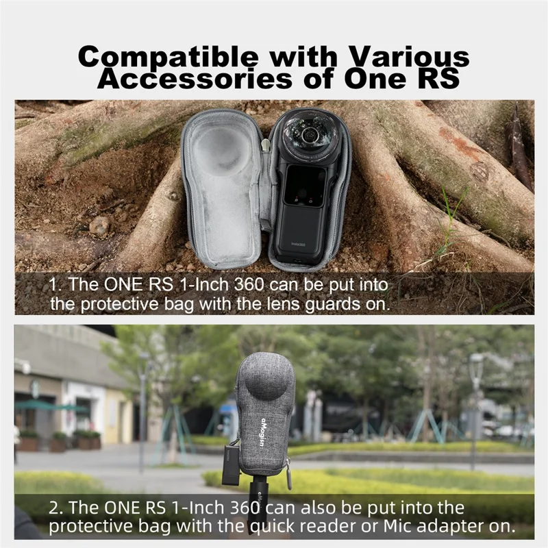 AMAGISN For Insta360 ONE RS 1-inch Panoramic Camera EVA+Cloth Drop-proof Case Portable Camera Protective Bag