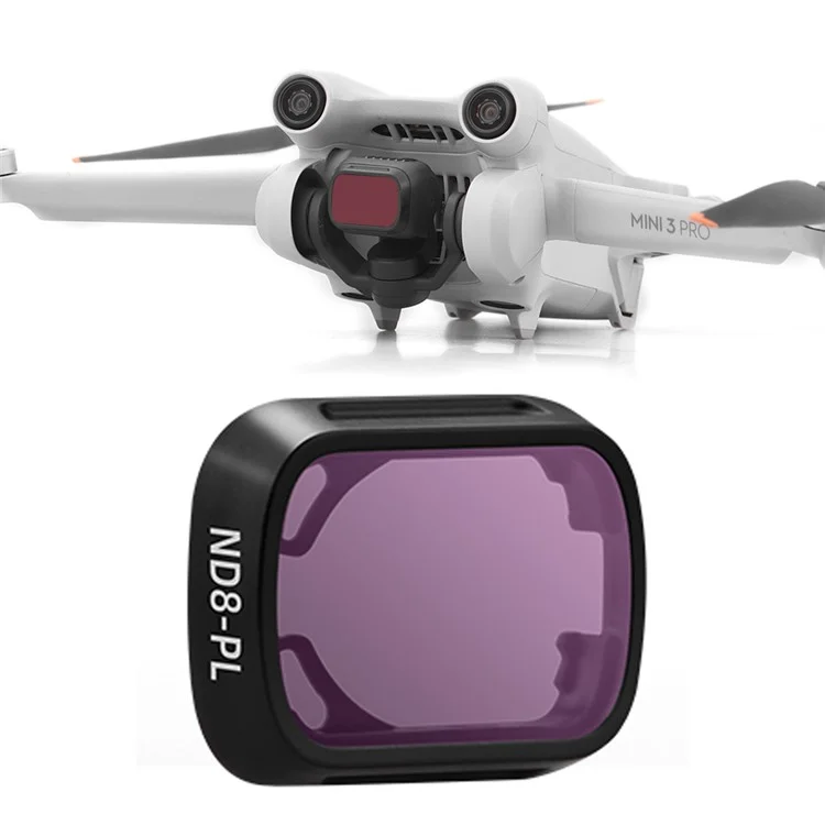 Brdrc Pour Dji Mini 3 Pro uv / Cpl / ND Filtre Plastique + Filtre de Lentille de Caméra en Verre Optique en Verre - ND8-PL