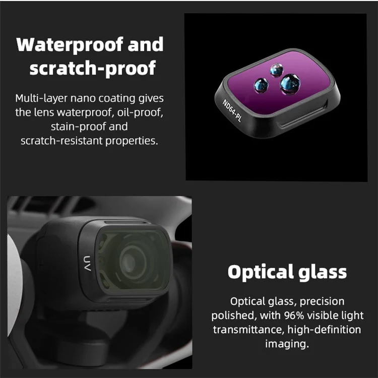 BRDRC Pour DJI Mini 3 Pro UV / CPL / Filtre ND Plastique + Verre Optique Filtre d'objectif de caméra Drone - ND32-PL