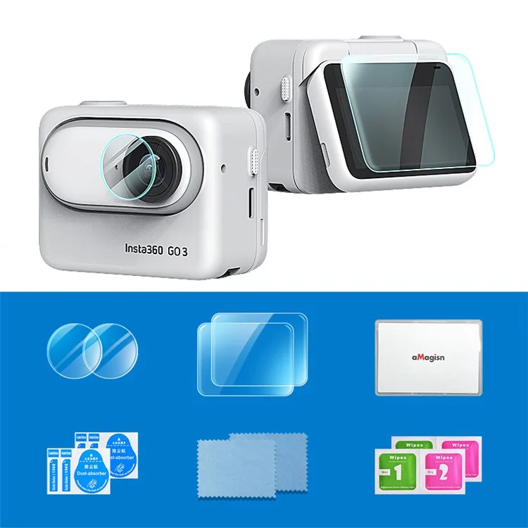 AMAGISN 2Pz per Insta360 GO 3 Film Protettivo in Vetro Temperato Anti-impronta HD + Protezione Schermo
