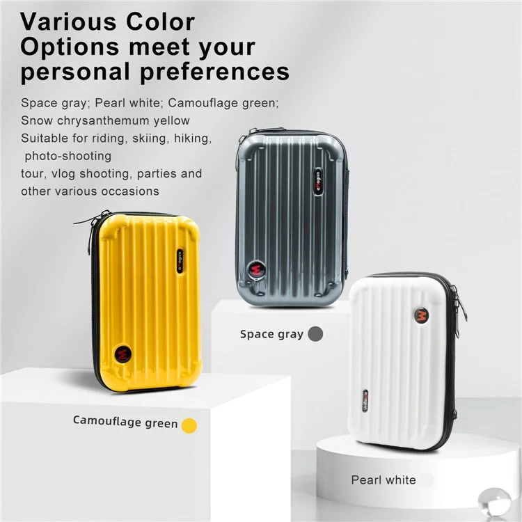 AMAGISN For Insta360 Flow PC+Nylon Small Size Hard Shell Carrying Case with Shoulder Strap - White